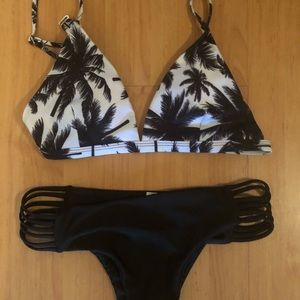 Two piece bikini palm tree